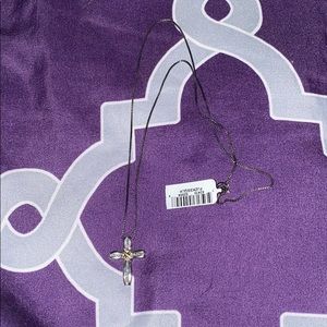 Sterling silver diamond cross necklace